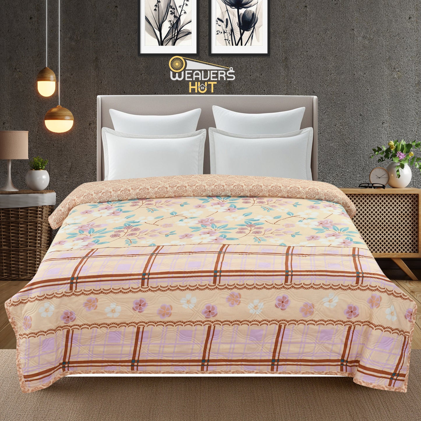 Weavers Hut Premium Cotton Comforter for Double Bed | Reversible | All Season