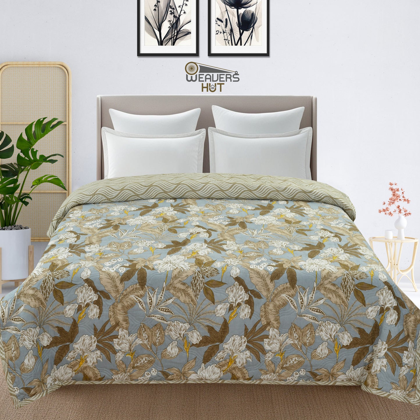 Weavers Hut Premium Cotton Comforter for Double Bed | Reversible | All Season