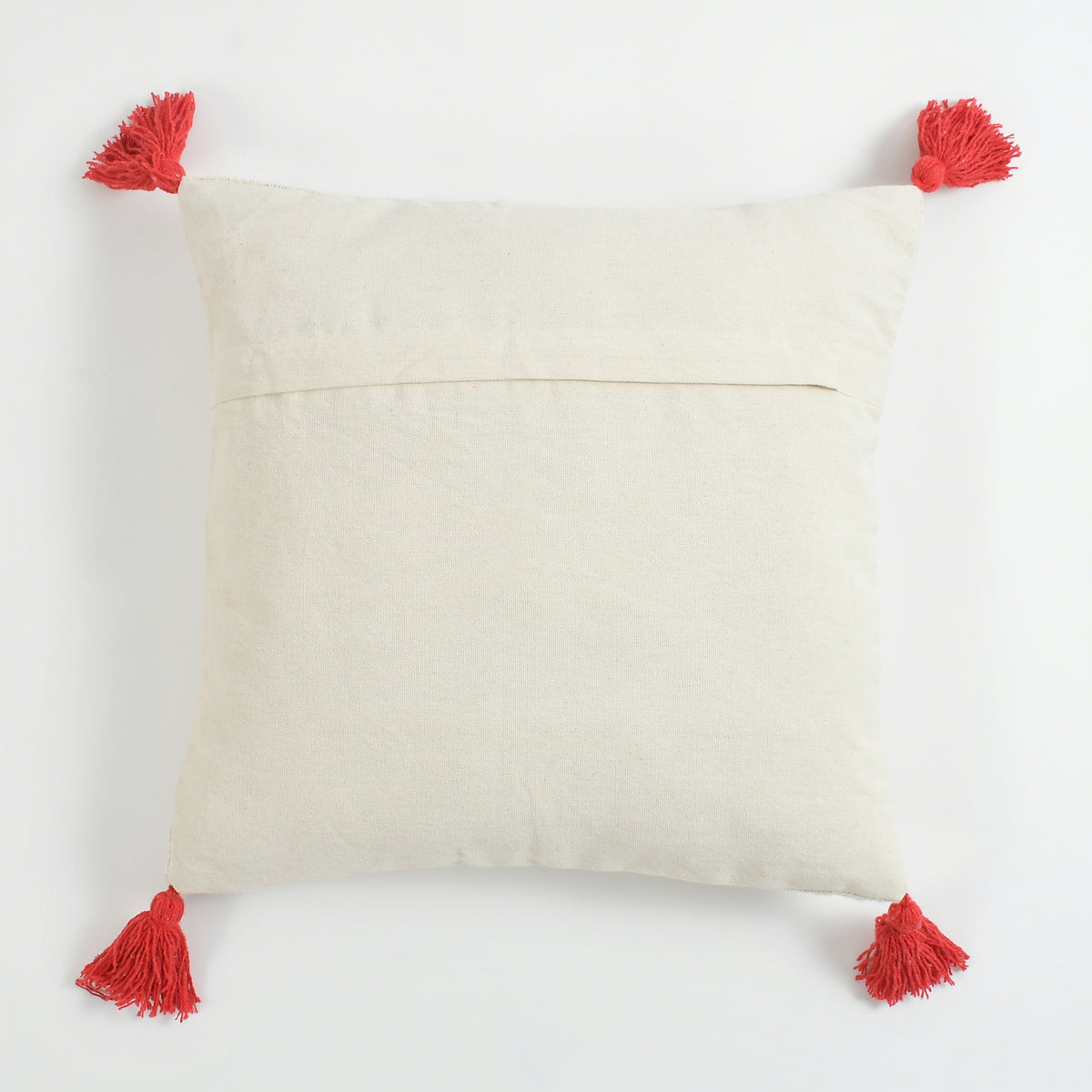 Snowman Christmas Tufted Cushion Cover with Red Tassels – 16 x 16 Inch