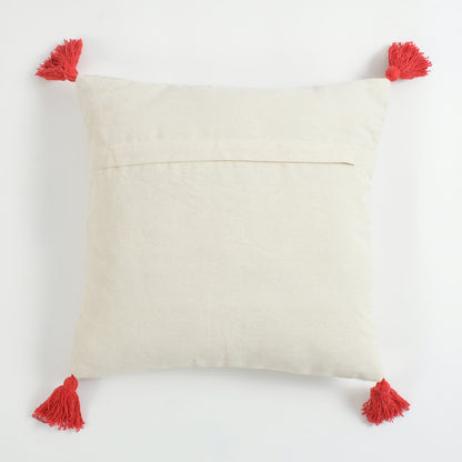 Snowman Christmas Tufted Cushion Cover with Red Tassels – 16 x 16 Inch