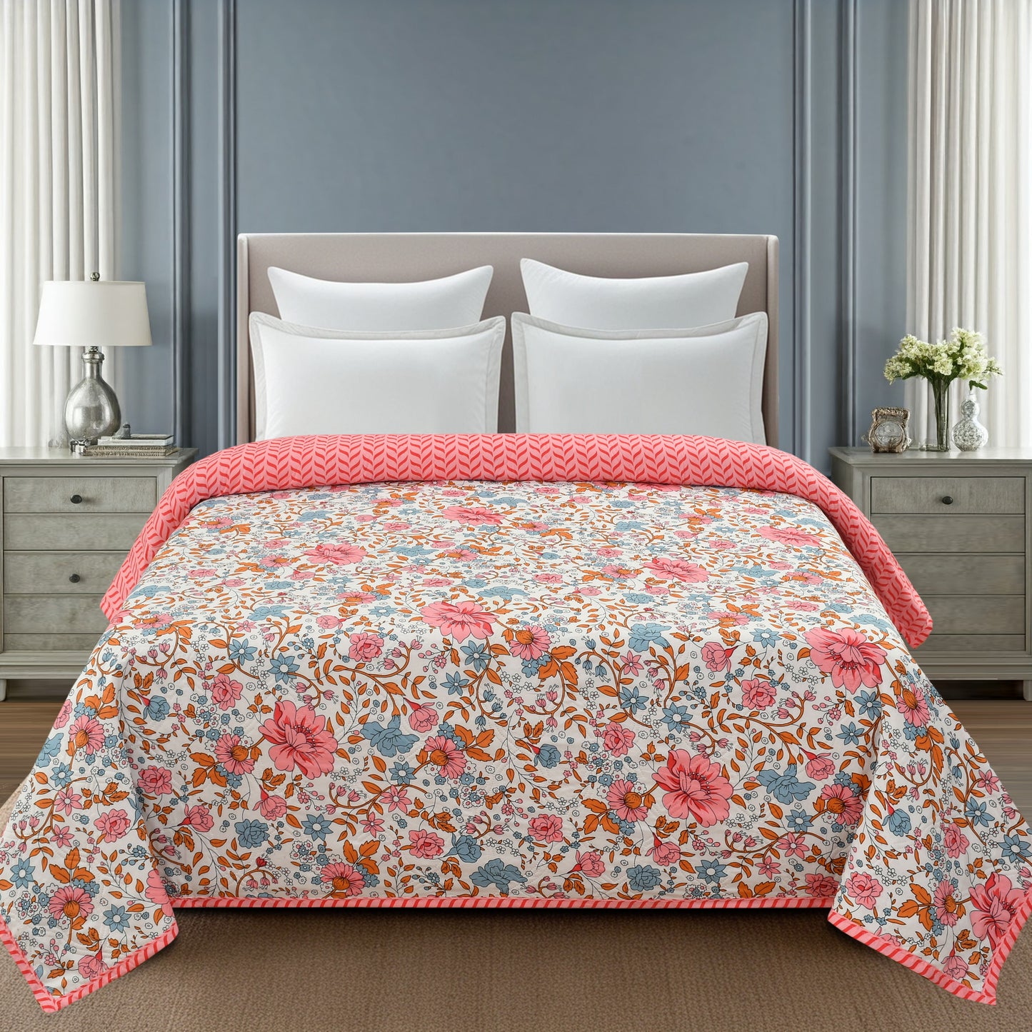 Weavers Hut Premium Cotton Comforter for Double Bed | Reversible | All Season