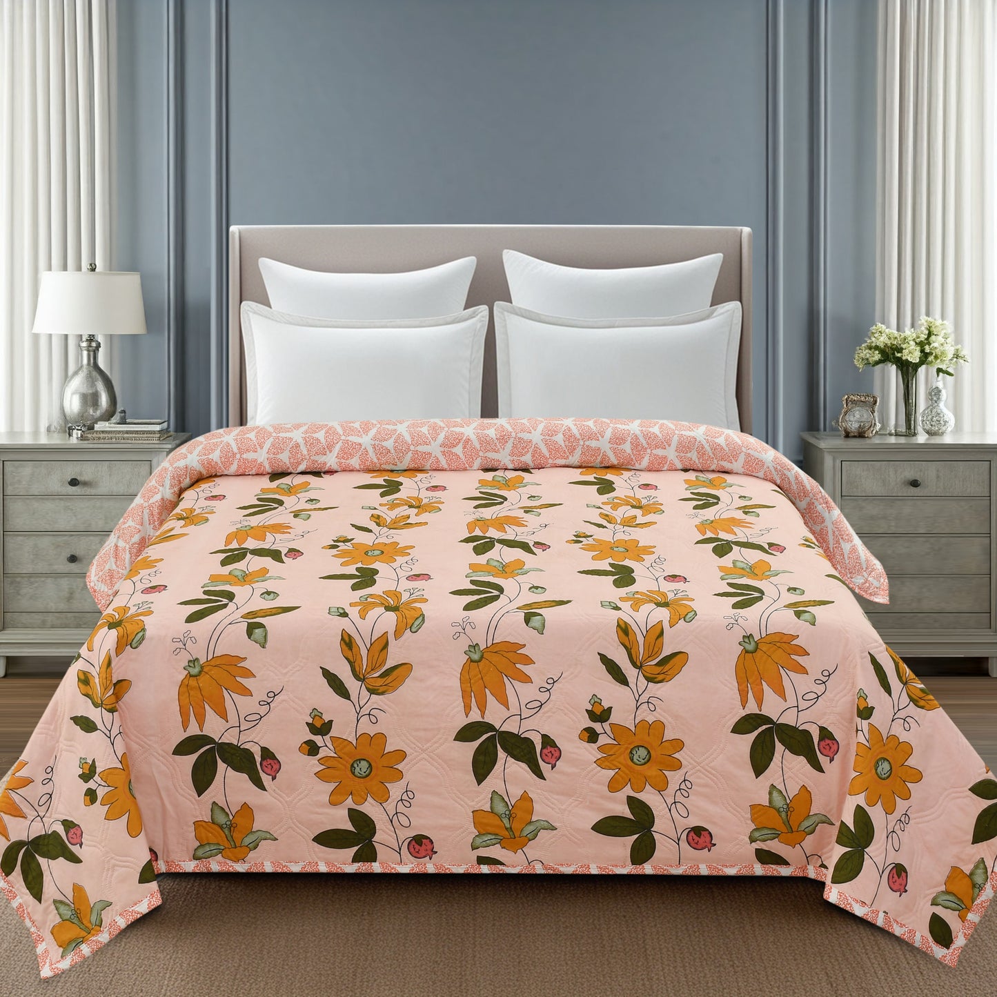 Weavers Hut Premium Cotton Comforter for Double Bed | Reversible | All Season