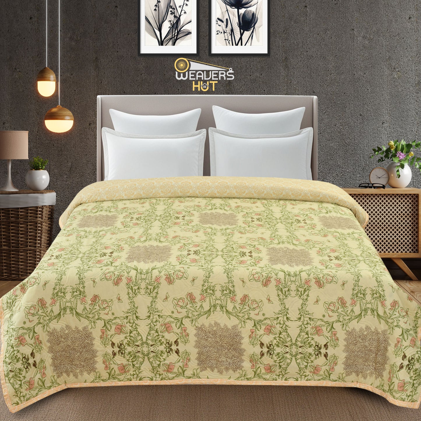 Weavers Hut Premium Cotton Comforter for Double Bed | Reversible | All Season