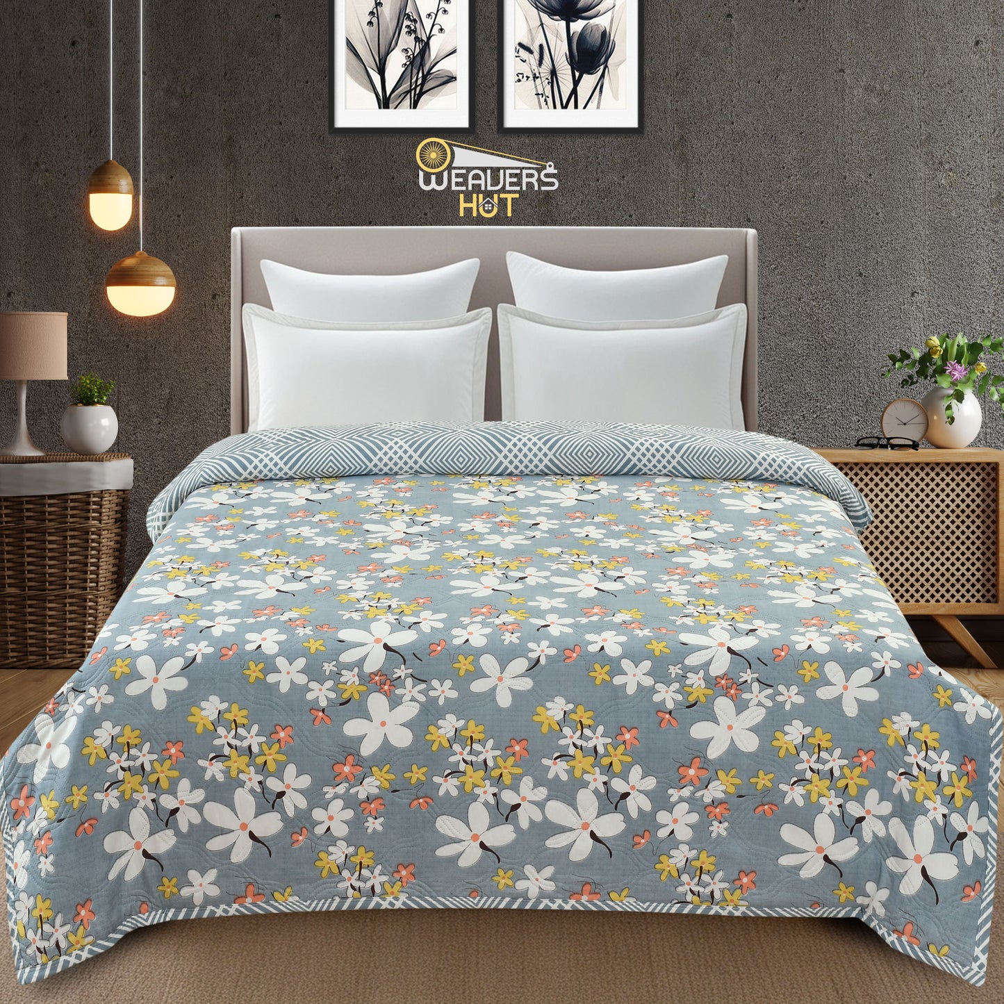 Weavers Hut Premium Cotton Comforter for Double Bed | Reversible | All Season