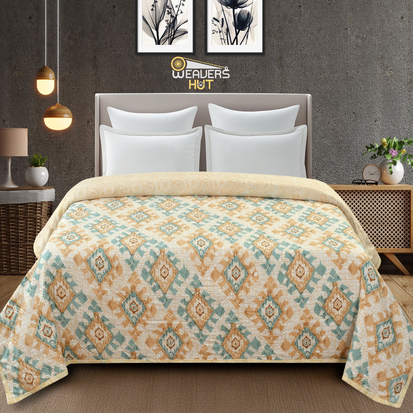 Weavers Hut Premium Cotton Comforter for Double Bed | Reversible | All Season