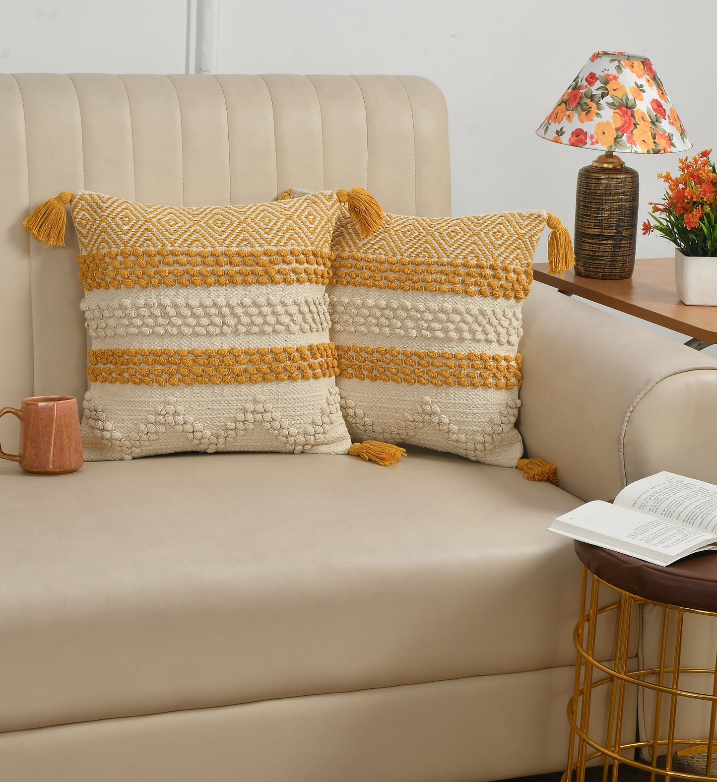 Textured Striped Throw Pillow Case for Sofa, Couch, Bed & Living Room - 16x16 Inch (40x40 cm)