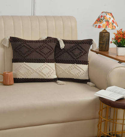 Textured Geometric Throw Pillow Case for Sofa, Couch, Bed & Living Room - 16x16 Inch (40x40 cm)