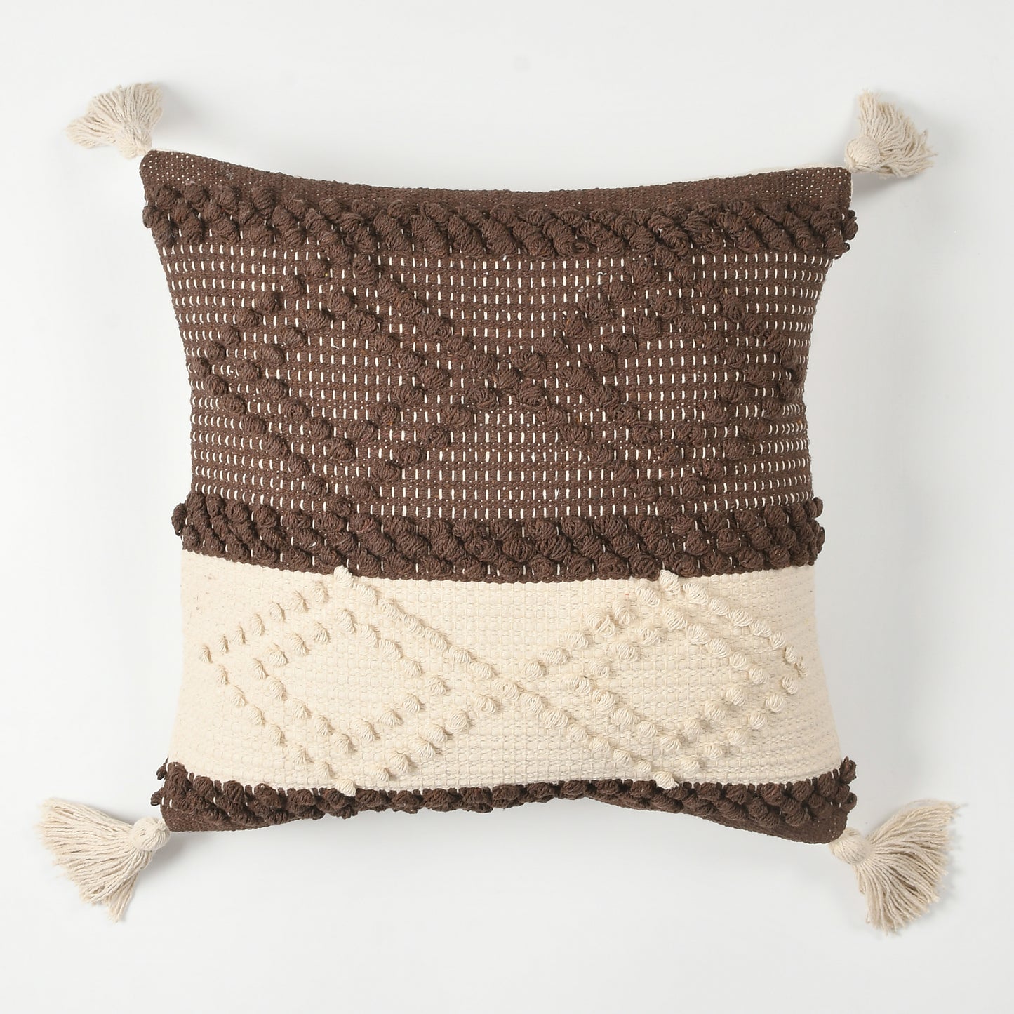 Textured Geometric Throw Pillow Case for Sofa, Couch, Bed & Living Room - 16x16 Inch (40x40 cm)