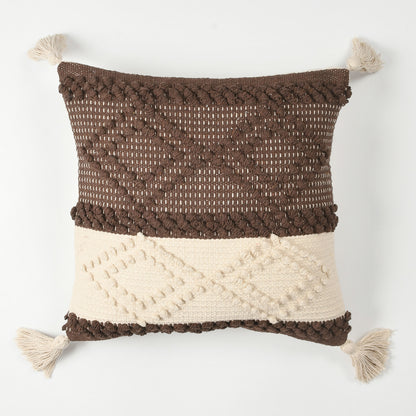 Textured Geometric Throw Pillow Case for Sofa, Couch, Bed & Living Room - 16x16 Inch (40x40 cm)