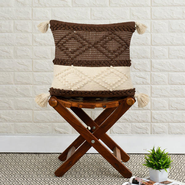 Textured Geometric Throw Pillow Case for Sofa, Couch, Bed & Living Room - 16x16 Inch (40x40 cm)