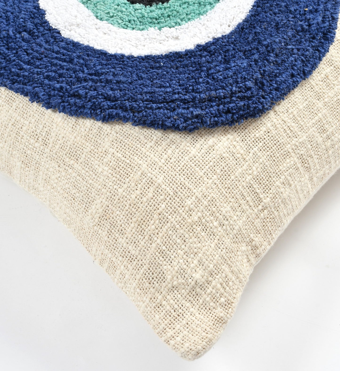 🧿 Tufted Evil Eye Cushion Cover | Handcrafted Cotton | 16x16 Inches